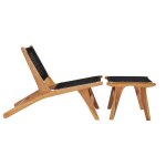 Vidaxl chaise longue avec repose - pied bois de teck solide et corde Vidaxl chaise longue avec repose - pied bois de teck solide et corde