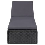Vidaxl chaise longue rsine tresse noir et gris fonc