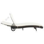 Vidaxl chaise longue avec roues et coussin r�sine tress�e marron