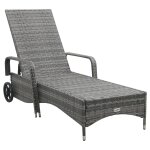 Vidaxl chaise longue avec roues rsine tresse anthracite