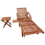 Vidaxl chaise longue avec table bois d'acacia solide