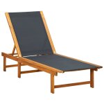 Vidaxl chaise longue avec table bois d'acacia solide et textil�ne