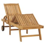 Vidaxl chaise longue avec table bois de teck solide