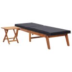 Vidaxl chaise longue avec table rsine tresse et bois d'acacia massif