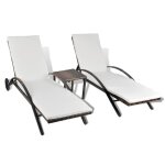 Vidaxl chaises longues avec table rsine tresse marron