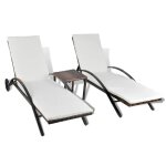 Vidaxl chaises longues avec table rsine tresse marron