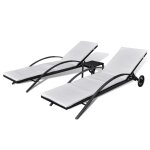 Vidaxl chaises longues avec table rsine tresse noir