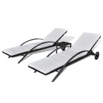 Vidaxl chaises longues avec table rsine tresse noir