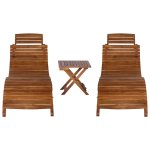 Vidaxl chaise longue avec table  th 3 pcs bois d'acacia massif