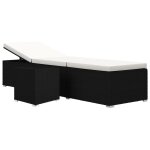 Vidaxl chaise longue et table � th� r�sine tress�e blanc cr�me