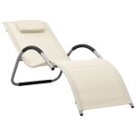 Vidaxl chaises longues textilène 2 pcs crème et gris Vidaxl chaises longues textilène 2 pcs crème et gris