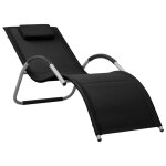 Vidaxl chaises longues textilne 2 pcs noir et gris
