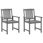 Vidaxl chaises de metteur en scne avec coussins 2 pcs gris acacia