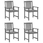 Vidaxl chaises de metteur en scne avec coussins 4 pcs gris acacia