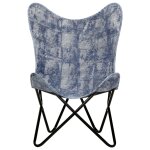 Vidaxl chaise papillon bleu indigo toile
