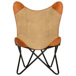 Vidaxl chaise papillon marron cuir vritable et toile