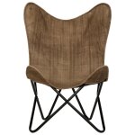 Vidaxl chaise papillon taupe toile