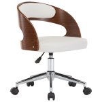 Vidaxl chaise pivotante de bureau blanc bois courb et similicuir