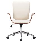 Vidaxl chaise pivotante de bureau crme similicuir et bois courb