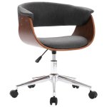 Vidaxl chaise pivotante de bureau gris bois courb et tissu