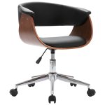 Vidaxl chaise pivotante de bureau noir bois courb et similicuir