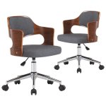 Vidaxl chaises pivotantes � d�ner 2 pcs gris bois courb� et tissu