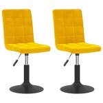 Vidaxl chaises pivotantes  dner 2 pcs jaune moutarde velours