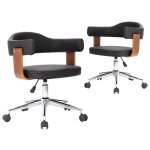 Vidaxl chaises pivotantes  dner 2 pcs noir bois courb et similicuir
