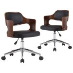 Vidaxl chaises pivotantes  dner 2 pcs noir bois courb et similicuir