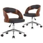 Vidaxl chaises pivotantes à dîner 2 pcs noir bois courbé et similicuir Vidaxl chaises pivotantes à dîner 2 pcs noir bois courbé et similicuir