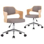 Vidaxl chaises pivotantes  dner 2 pcs taupe bois courb et tissu
