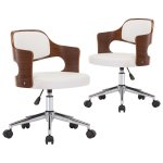 Vidaxl chaises pivotantes  dner 2pcs blanc bois courb et similicuir