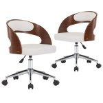 Vidaxl chaises pivotantes  dner 2pcs blanc bois courb et similicuir