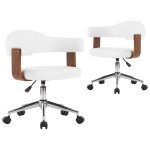 Vidaxl chaises pivotantes  dner 2pcs blanc bois courb et similicuir