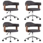 Vidaxl chaises pivotantes  dner 4 pcs gris bois courb et tissu