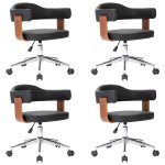 Vidaxl chaises pivotantes � d�ner 4 pcs noir bois courb� et similicuir