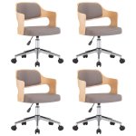 Vidaxl chaises pivotantes � d�ner 4 pcs taupe bois courb� et tissu