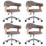 Vidaxl chaises pivotantes  dner 4 pcs taupe bois courb et tissu