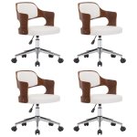 Vidaxl chaises pivotantes � d�ner 4pcs blanc bois courb� et similicuir