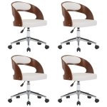 Vidaxl chaises pivotantes  dner 4pcs blanc bois courb et similicuir