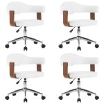 Vidaxl chaises pivotantes  dner 4pcs blanc bois courb et similicuir