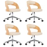 Vidaxl chaises pivotantes  dner 4pcs crme bois courb et similicuir