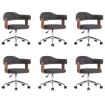 Vidaxl chaises pivotantes  dner 6 pcs gris bois courb et tissu