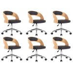 Vidaxl chaises pivotantes  dner 6 pcs noir bois courb et similicuir