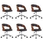 Vidaxl chaises pivotantes  dner 6 pcs noir bois courb et similicuir