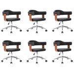 Vidaxl chaises pivotantes � d�ner 6 pcs noir bois courb� et similicuir