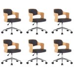 Vidaxl chaises pivotantes � d�ner 6 pcs noir bois courb� et similicuir