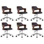 Vidaxl chaises pivotantes  dner 6 pcs noir bois courb et similicuir