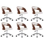 Vidaxl chaises pivotantes  dner 6pcs blanc bois courb et similicuir