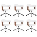 Vidaxl chaises pivotantes  dner 6pcs blanc bois courb et similicuir